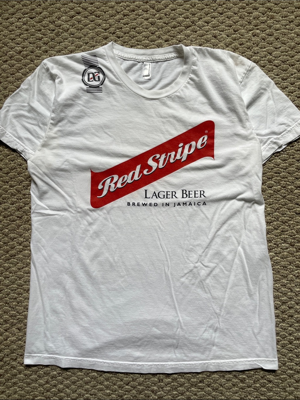 Y2K American Apparel Red Stripe beer t shirt